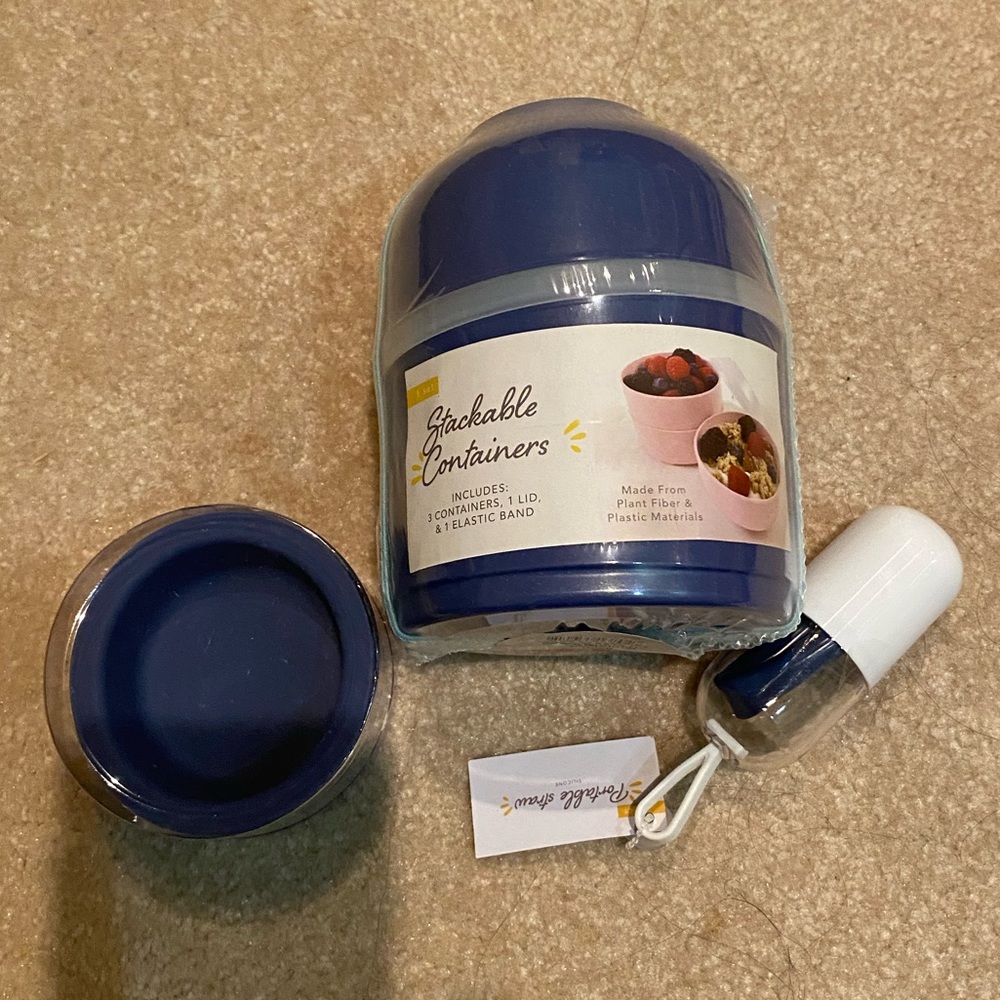Stackable containers, reusable straw, cups fit in mason jar